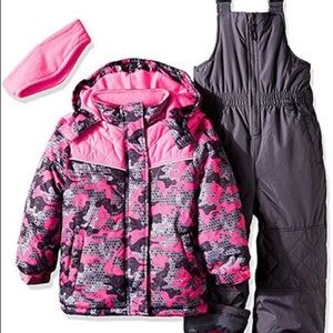 Two-piece girls snowsuit + gloves - SIZE 6X